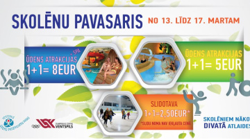 Aktīvās atpūtas piedāvājums skolēnu brīvdienās! 