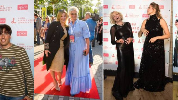 Laima Vaikule uz festivāla skatuves uzmirdz  Latvijas dizaineru tērpos 