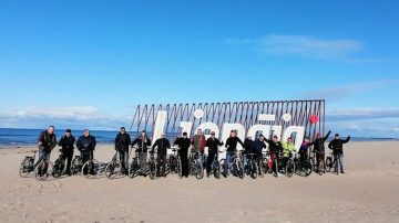 Policisti no Latvijas un Lietuvas ievērtē Liepājas infrastruktūru, izbraucot ar projekta ietvaros...