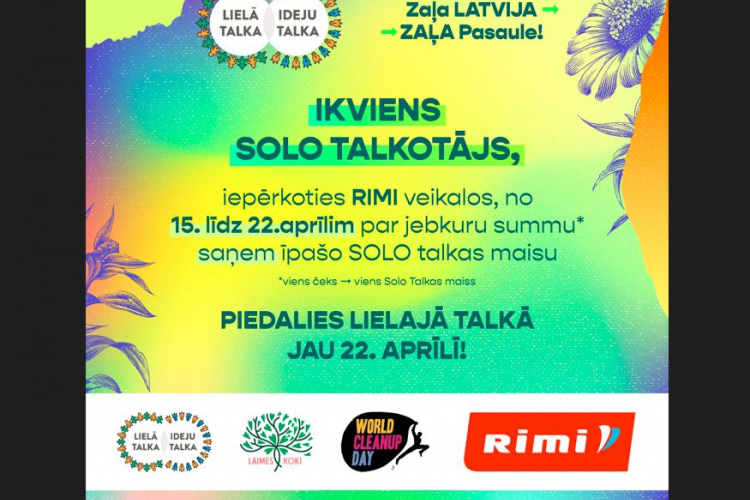 Sākot ar šo sestdienu SOLO talkas maisi būs pieejami Rimi veikalos