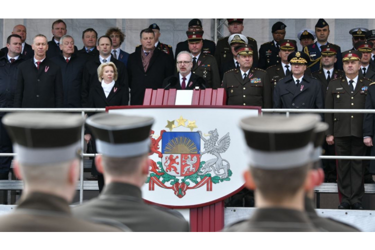 Valsts prezidenta Egila Levita runa Latvijas Republikas Neatkarības atjaunošanas dienai veltītajā militārajā parādē