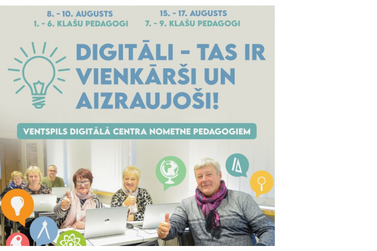 Ventspils Digitālais centrs aicina pedagogus no visas Latvijas piedalīties nometnē