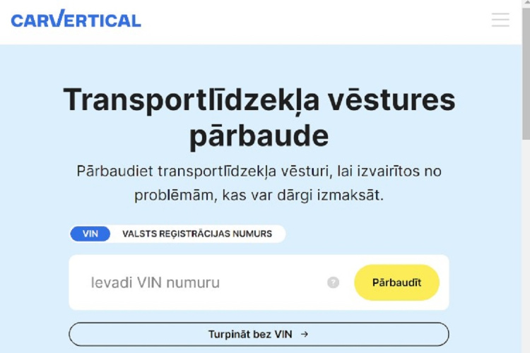 Foto: Ekrānšāviņš no carVertical.com