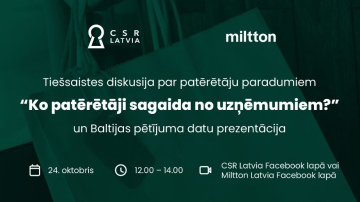 Notiks ekspertu diskusija un Baltijas pētījuma prezentācija par to, ko patērētāji sagaida no uzņēmumiem ilgtspējas jomā