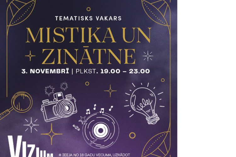 Ventspils zinātnes centrā VIZIUM notiks pasākums pieaugušajiem “Mistika un zinātne”