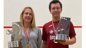 Latvijas čempioni skvošā – Jānis Plūme un Baiba Lulle