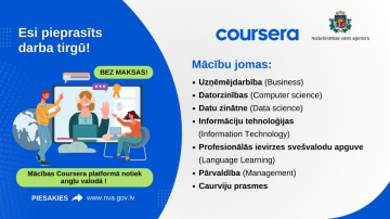 NVA pilnveido sadarbību ar starptautisko atvērto tiešsaistes kursu platformu “Coursera”