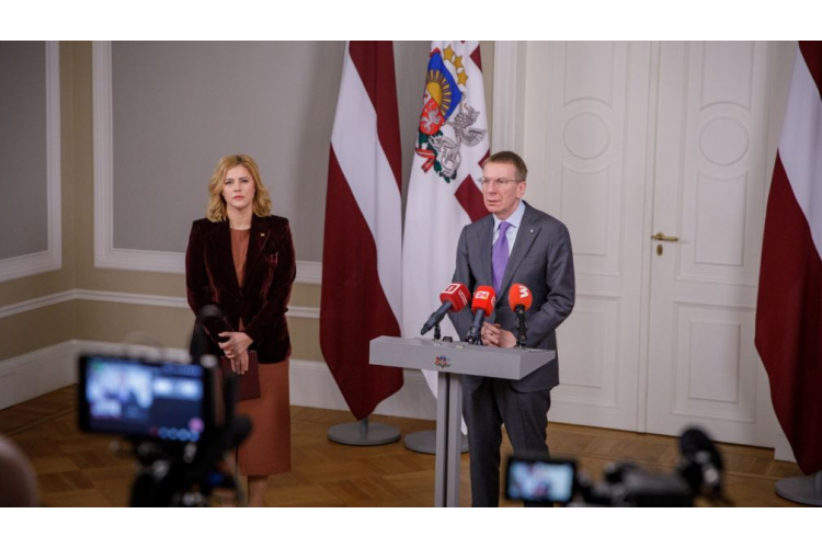 FOTO/VIDEO: Valsts prezidenta Edgara Rinkēviča un Ministru prezidentes Evikas Siliņas kopīga preses konference
