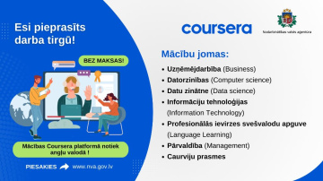 NVA piedāvā bezmaksas mācības starptautiskajā atvērto tiešsaistes kursu platformā “Coursera”