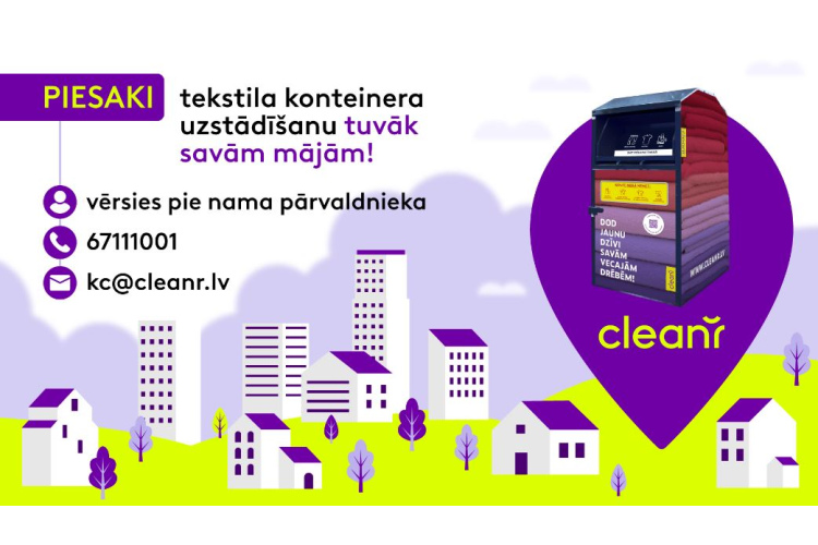 Aicina iedzīvotājus bez maksas pieteikt tekstila konteineru uzstādīšanu