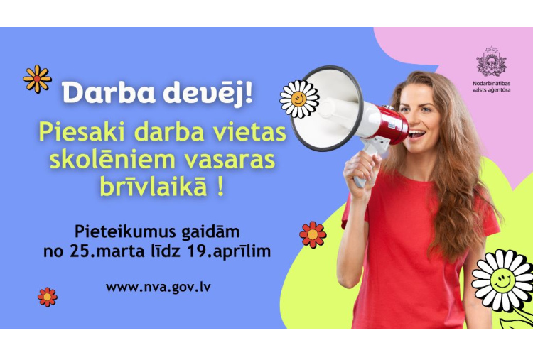 NVA aicina darba devējus līdz 19. aprīlim pieteikties skolēnu nodarbinātības pasākuma īstenošanai 2024. gada vasarā