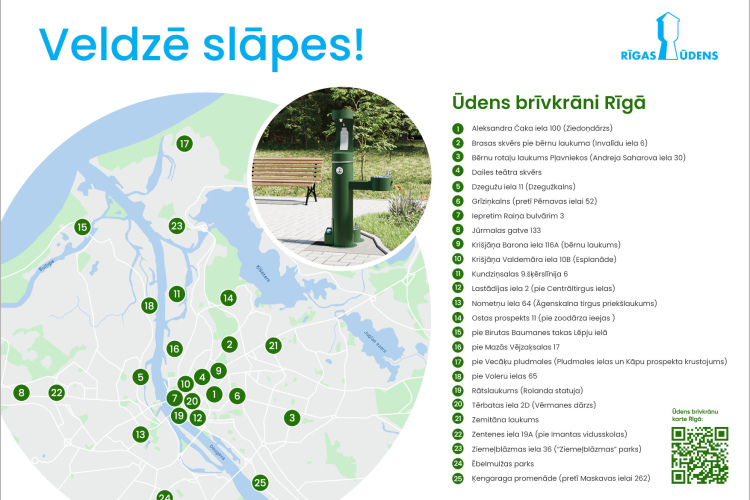 Rīgā šosezon darbojas jau 25 dzeramā ūdens uzpildes vietas