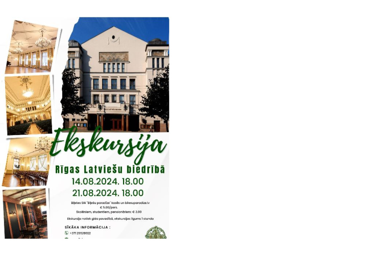 Rīgas Latviešu biedrība aicina uz atvērtajām ekskursijām un pilašu nodarbībām