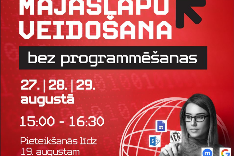 Ventspils Digitālais centrs aicina pedagogus tiešsaistē apgūt kursu "Mājaslapu veidošana bez programmēšanas"