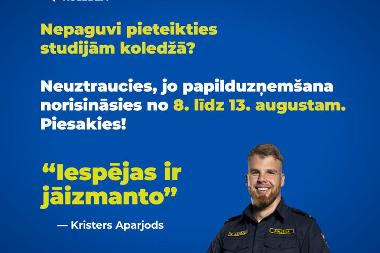Valsts policijas koledža izsludina papilduzņemšanu studiju programmās “Policijas darbs”