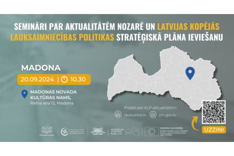 Piektdien Madonā notiks lauksaimnieku un Zemkopības ministrijas ekspertu reģionālais seminārs