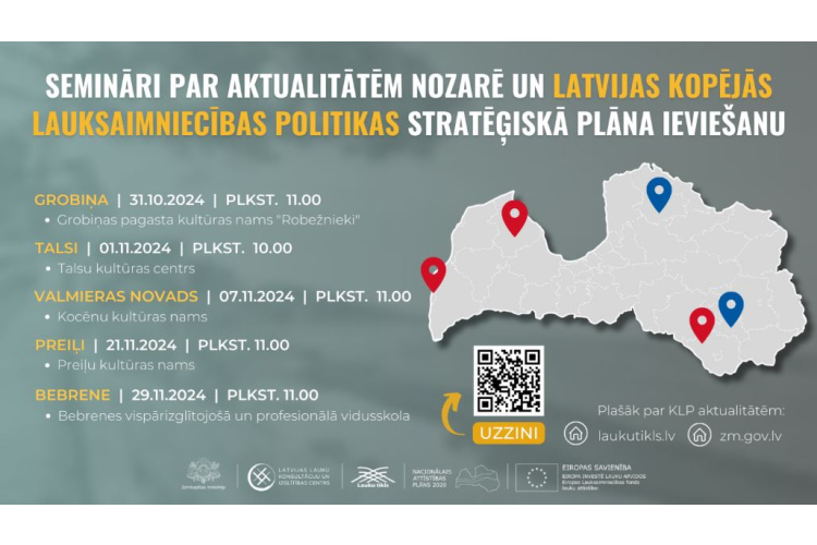 Šonedēļ Grobiņā un Talsos notiks lauksaimnieku un Zemkopības ministrijas ekspertu reģionālie semināri