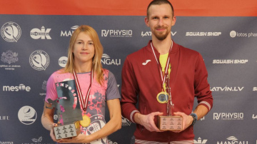 Latvijas skvoša čempiona piektais tituls Baibai Lullei, otrais – Andrejam Sautinam