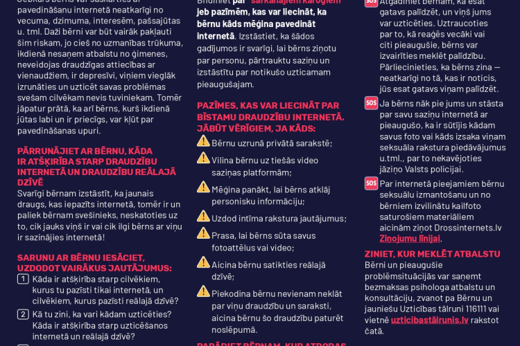 Valsts policija kopā ar sadarbības partneriem aicina vecākus runāt ar bērniem par pavedināšanu internetā