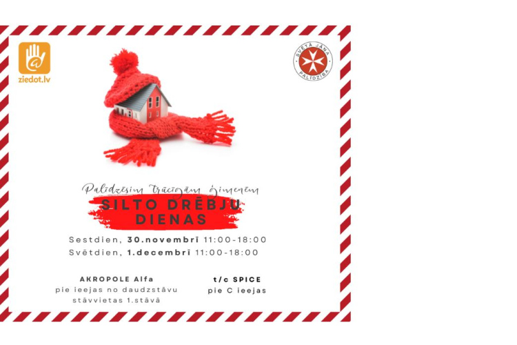 Labdarības akcijā “Silto drēbju dienas!” aicina ziedot ziemas drēbes  grūtībās nonākušajiem līdzcilvēkiem un kara ...