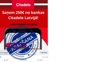 Valsts policija brīdina par krāpniecisku aptauju bankas “Citadele” vārdā